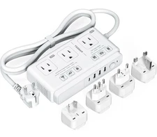 Voltage Converter Universal Travel Adapter 4 USB Charger, 3 AC SOCKET and Plug