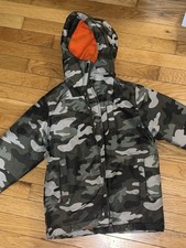 Boys Camo Lined Winter Coat, Hood, Sz Small 5/6