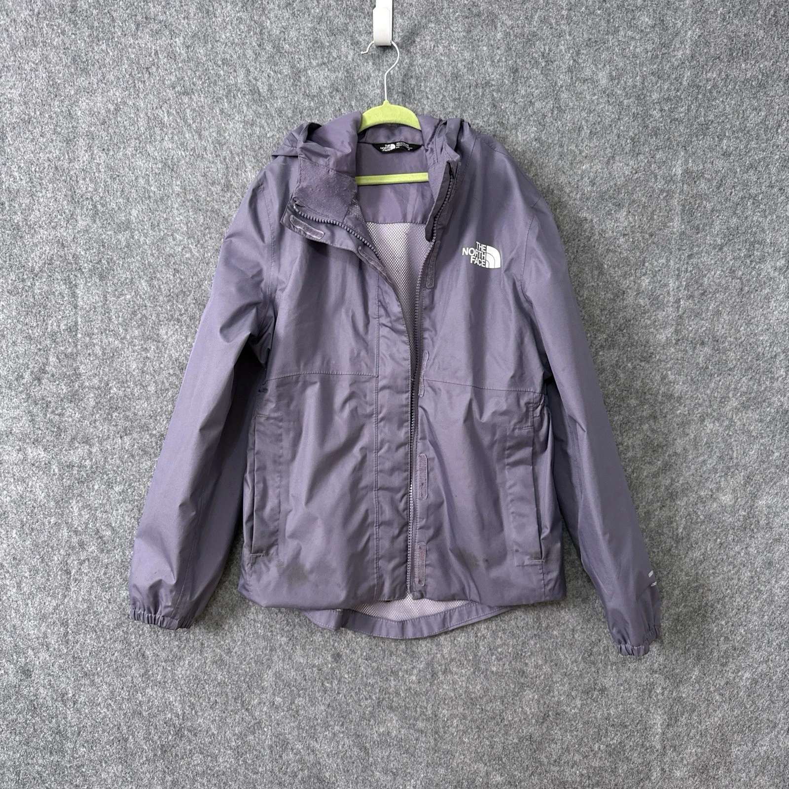 The North Face Girls Jacket Dryvent Medium Rain Windbreaker Hooded Light Purple