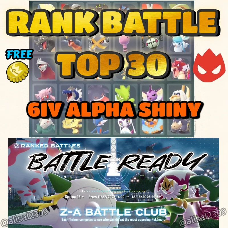 POKEMON LEGENDS ZA 6IV SHINY ALPHA RANK BATTLE READY BUNDLE MEGA BEST MOVES