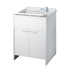 BAC À LAVER AVEC MEUBLE EN PVC BLANC 60X60 CM MOD. GARDEN