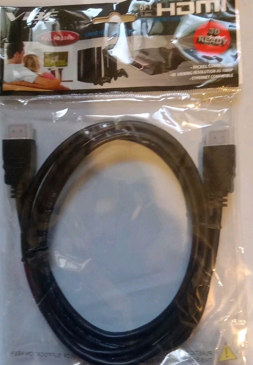 HDMI cable 6 Ft  3D Ready Nickel Connectors Ethernet Compatible-image