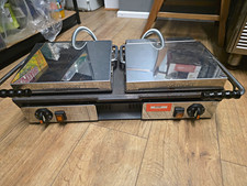 Milan Toast Dual Electric Panini Grill Press Cast Iron Grooved/Smooth 011101
