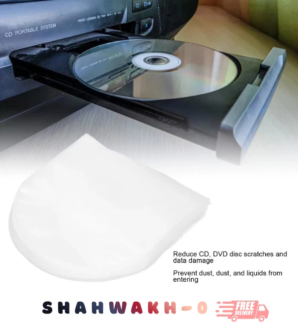 100PCS CD/DVD Inner Sleeves Transparent Plastic Sleeve for 5 Inch CD and DVD