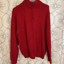 Men  s Chaps Red/Black Long Sleeve Quarter Zip Pull Over Size Large