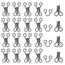 Sewing Hooks and Eyes, 12mm Covered Hook Eye Closure 100 Pack, Bright Black