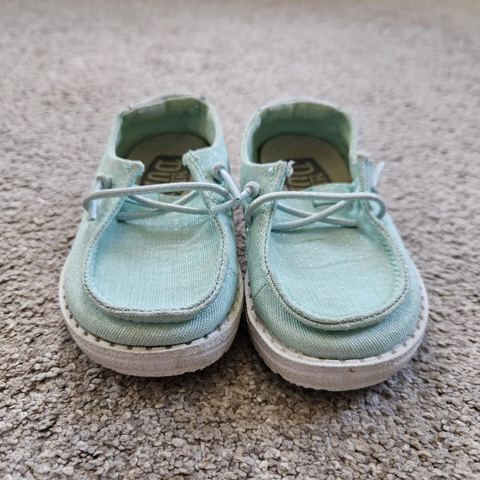 Hey Dude 婴儿 学步儿童 女孩 尺码 5 Wendy Sparkle 蓝色鞋 一脚蹬 轻便 — 第 3/4 张图片