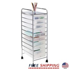 Rolling Craft Storage Organizer Cart 10 Drawers Locking Wheels Worktop New