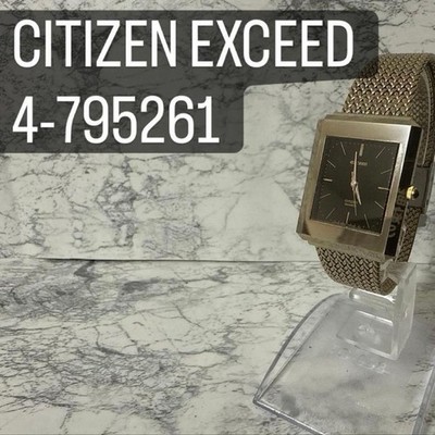 Citizen Exceed 4 795261 Timepiece Quartz Watch Black Gold Vintage Stainless