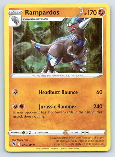 Pokemon Rampardos Astral Radiance ASR HOLO R 077/189 NM