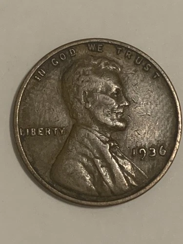 1936-P Lincoln Wheat Penny 1 Cent Coin.