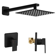 Set, Single Function Shower Trim Kit with Rough-in Matte Black Shower Faucet