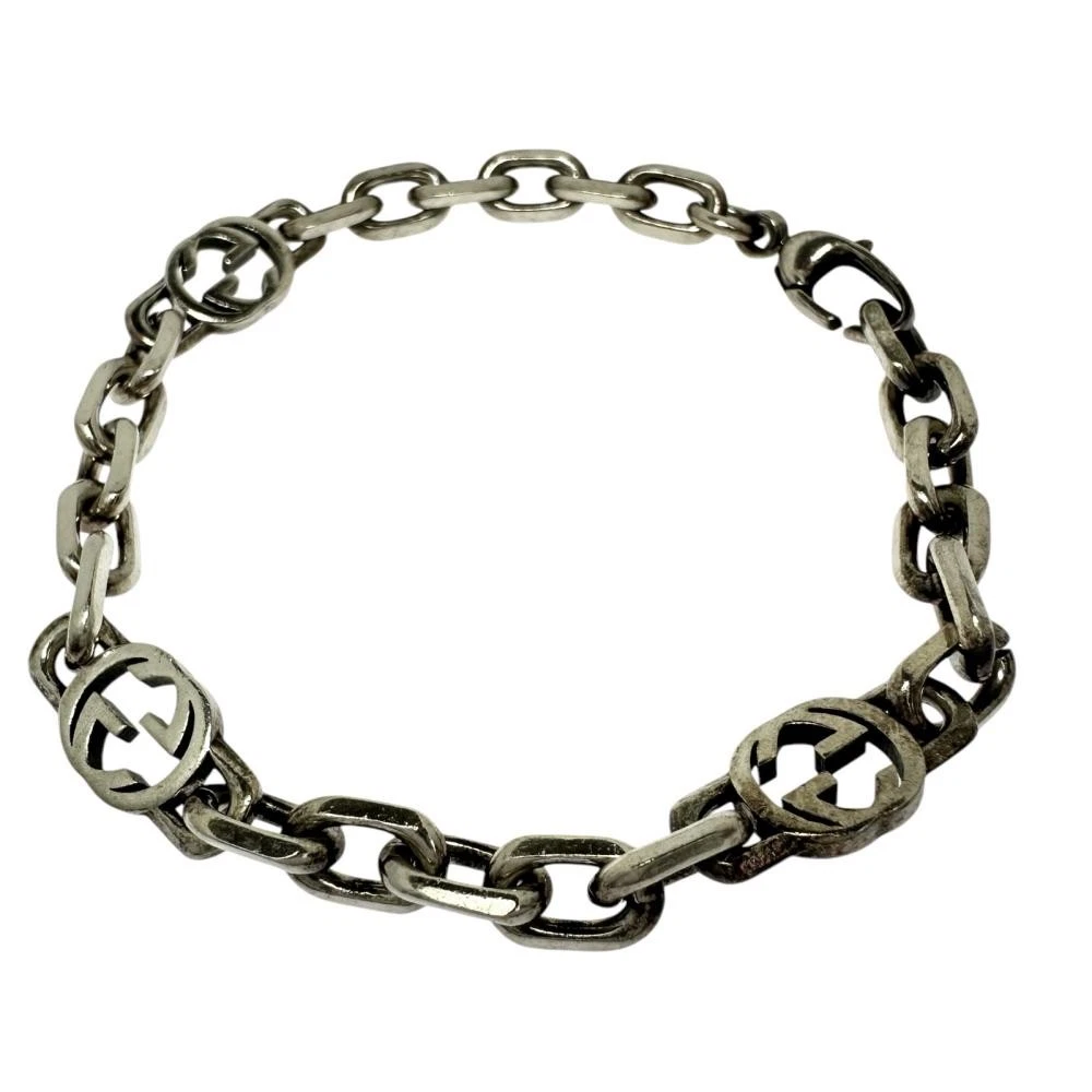 Y0716 Bracciale Gucci Incastro G Argento 925 Unisex 18 cm