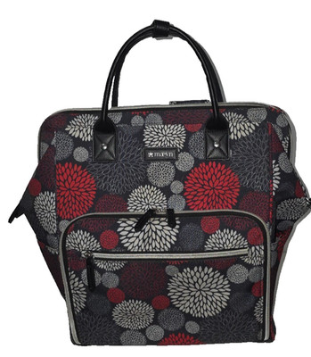 Maevn ReadyGo Clinical Backpack/Medical Tote Bag Red White Grey Floral Dhalia