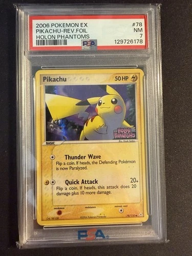 2006 POKEMON EX HOLON PHANTOMS #78 PIKACHU-REV.FOIL REVERSE STAMPED PSA 7