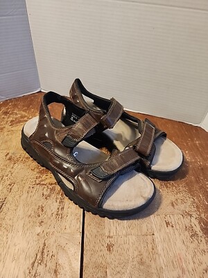 Omega Mens Adjustable Sports Strap Brown Leather Upper Outdoor Sandals Size 10M