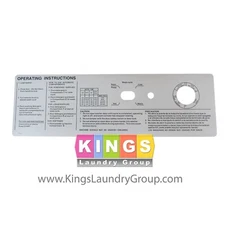 NEW INSTRUCTION SIGN GEN 4 SILVER W74, 124, 184 COIN OPER FOR WASCOMAT - 452532