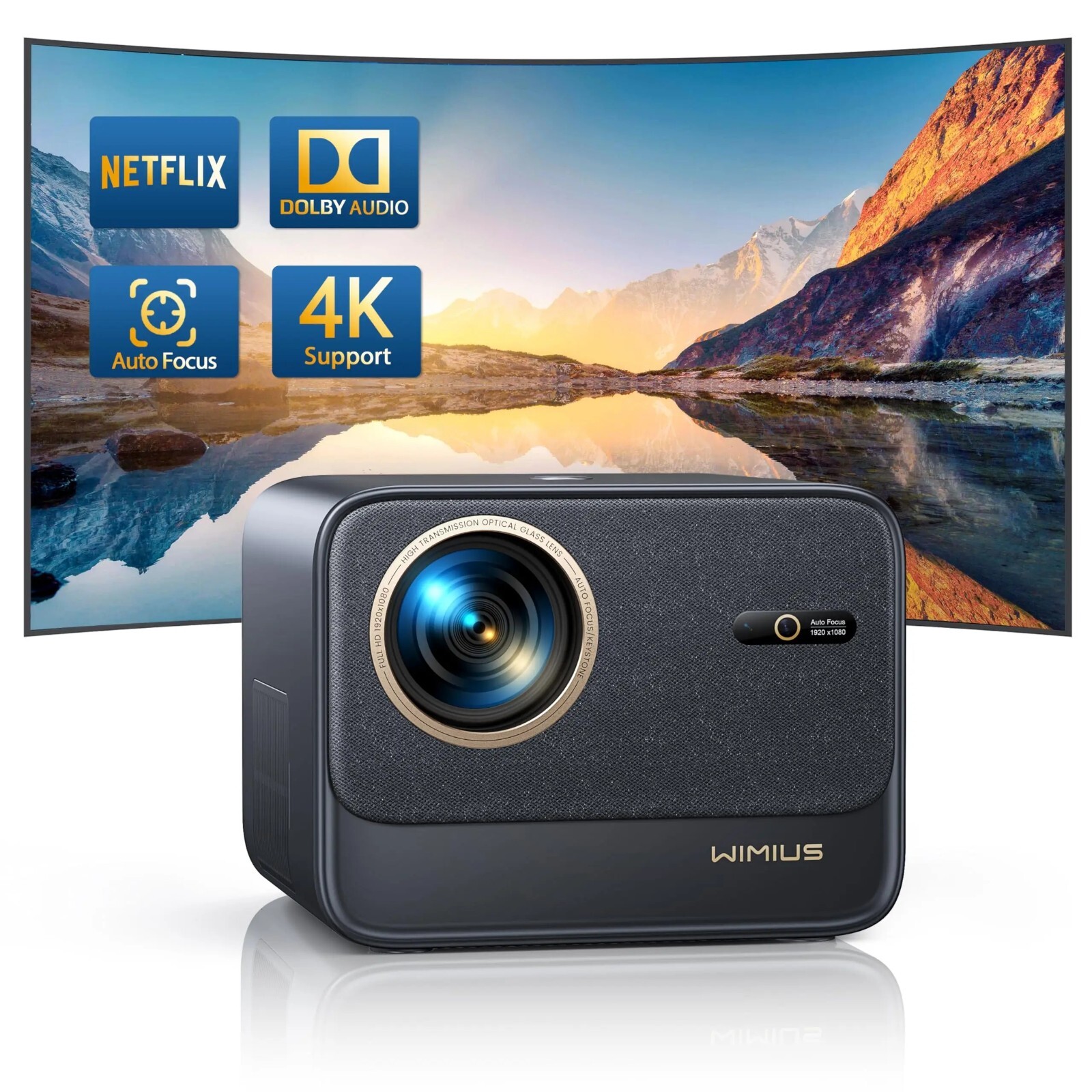 Vidéoprojecteur Full HD WiMiUS K9 pour Soirée Cinéma en Plein Air et Grand Écran Salon