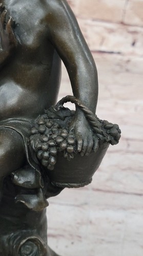 Moreau`s Collectible Bronze Statue: Child Sitting on Tree Branch, Fine Art Decor - Picture 7 of 10