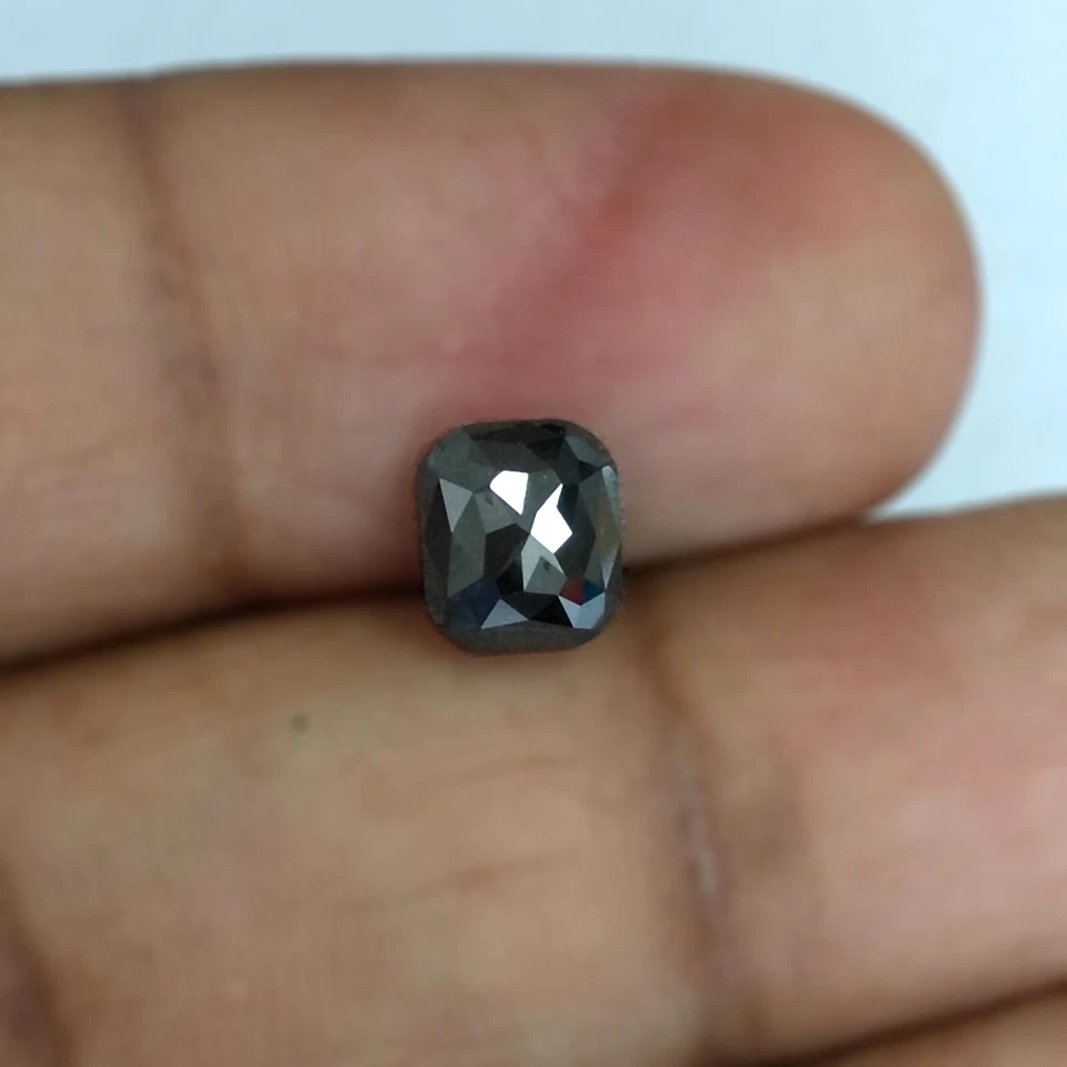 1.52cts Fancy Cushion Rose cut Jet Black Natural Earth Mined Loose Diamonds - Image 4 of 4