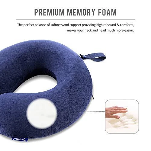 Travel Pillow Memory Foam - Head Neck Support Airplane Pillow for Blue