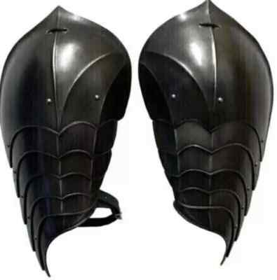 Medieval Steel Gothic Black Pair Of Pauldrons Armor Larp Warrior Shoulder Set