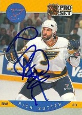 Rich Sutter autographed Hockey Card (St. Louis Blues) 1990 Pro Set #272