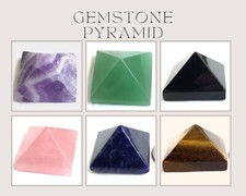 Hand Carved Pyramid Stone Healing Crystal Decor,Energy,Rose Quartz,Onyx,Sodalite