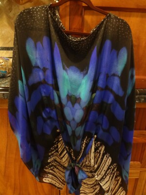 Auth. ROBERTO CAVALLI Silk Purple Animal Print Signature