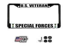 U.S. VETERAN SPECIAL FORCES MILITARY Black Metal License Plate Frame Tag Border