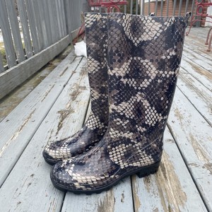 snakeskin rain boots