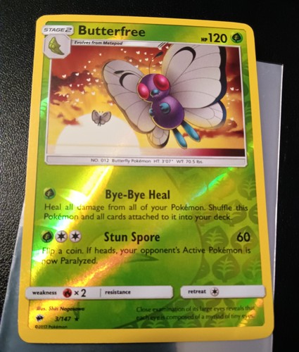 Butterfree 3/147 Sm-Burning Shadows Reverse Holo