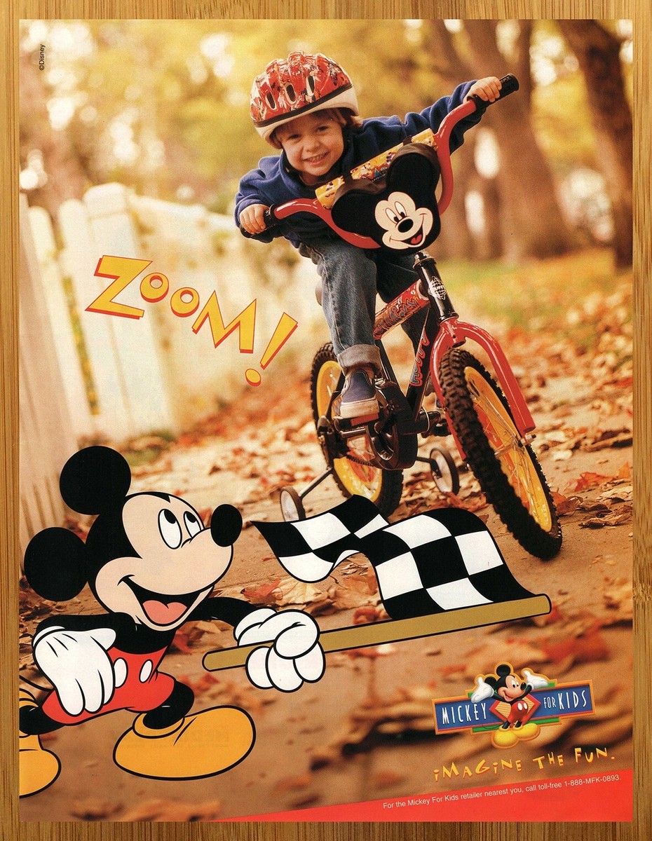 1998 Mickey Mouse for Kids Vintage Print Ad/Poster Disney Bike