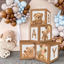 Baby Boxes for Baby Shower, Teddy Bear Baby Shower Boxes for Gender Reveal Party