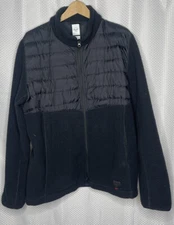 HERSCHEL MEN'S FABRIC MIX SHERPA FLEECE ZIP FRONT JACKET BLACK XL