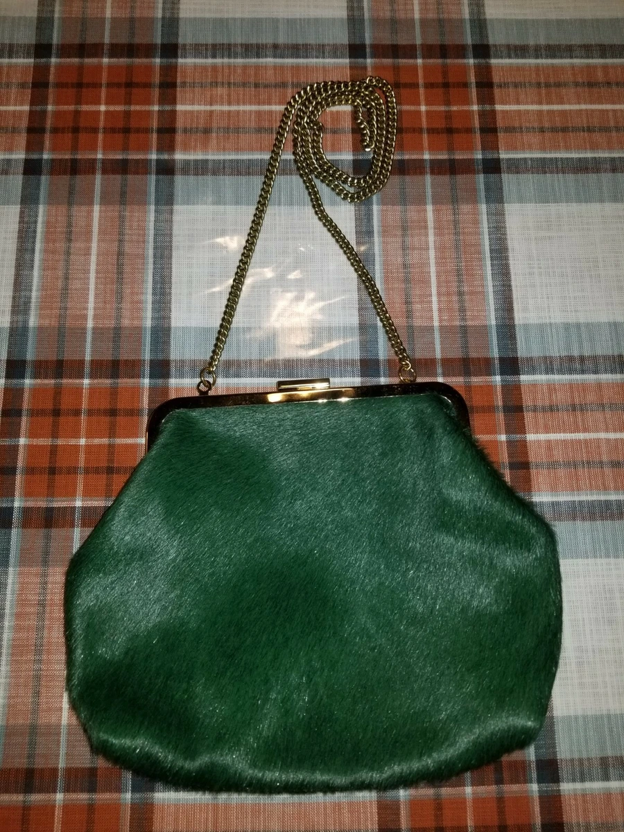 Clare V. Flore Green Cow Hair Clutch/Bag