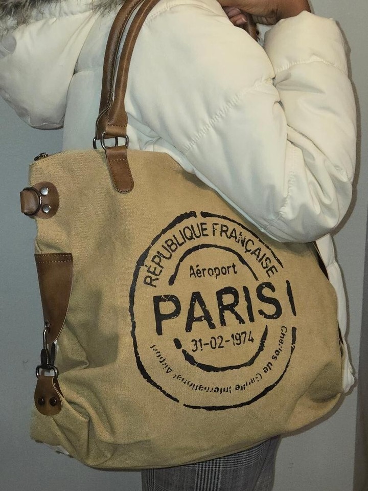 Retro Vintage Canvas Paris Tote, cross body for travel or school best