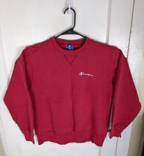 Vintage 90s Champion Sweatshirt Embroidered Logo USA Made Large Red Sport Crew