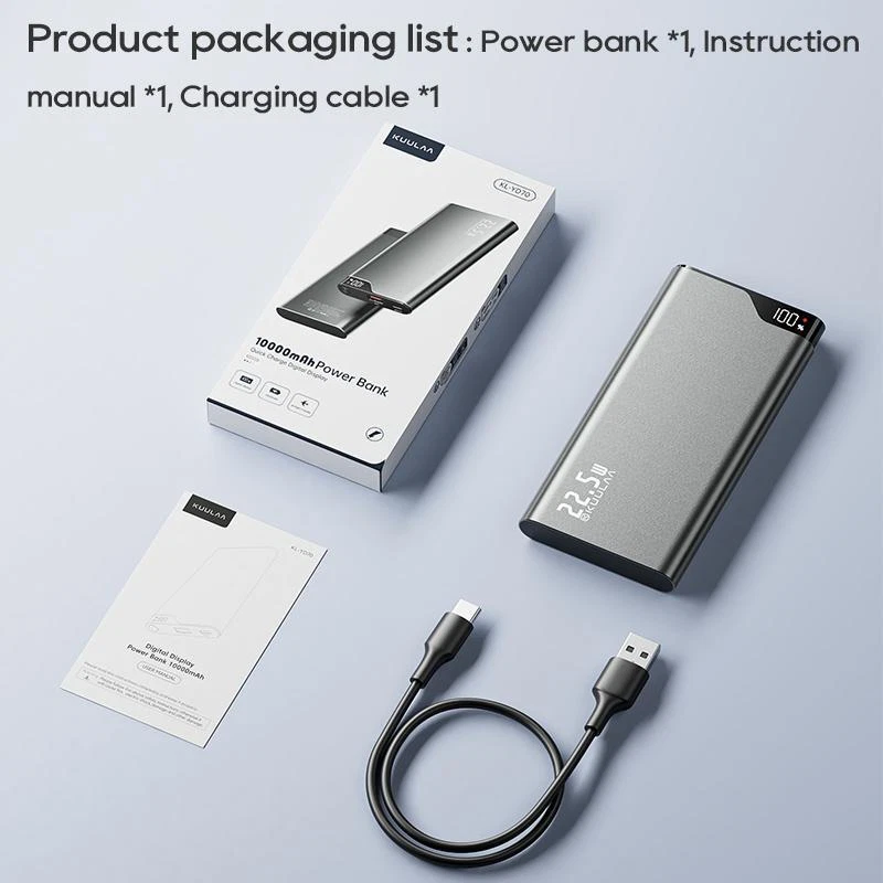 Power Bank 10000mah Mobile Phone Plastic Medium Grey 2-usb 5v Backup 22.5w Power Bank 10000mah Mobile Phone Plastic Medium Grey 2-usb 5v Backup 22.5w