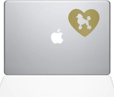 The Decal Guru Heart Poodle Decal Vinyl Sticker, 15" MacBook Pro, Gold