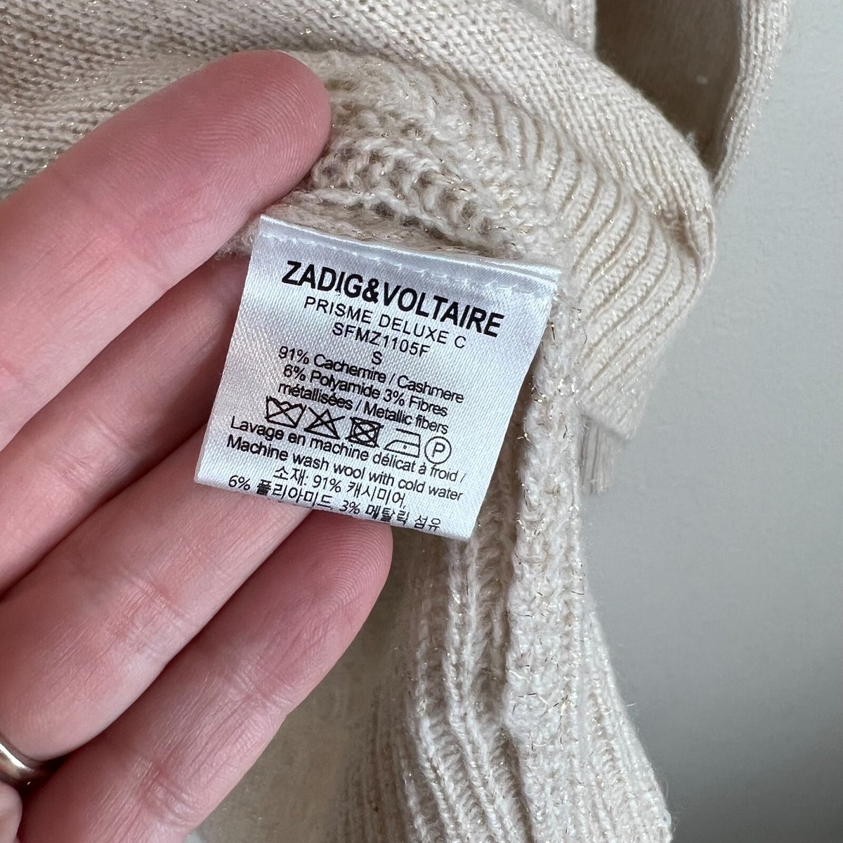 Zadig & Voltaire Womens Deluxe Sweater Size Small Cream Zadig & Voltaire Womens Deluxe Sweater Size Small Cream