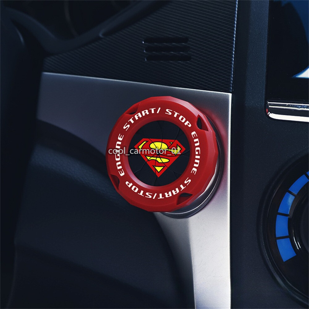 ABS Red Black Superman Car Engine Ignition Start Stop Push Button Switch Cap