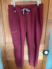 FIGS Women's Burgundy Zamora Jogger Scrub Pants Technical Collection Size Med