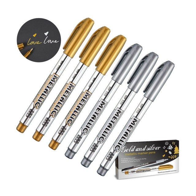 Gold and Silver Metallic Marker Pens Permanent Markers for 2day Ship