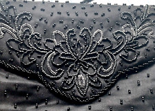 Black Beaded Silk Evening Bag Purse MCM La Regale VTG Snap Closure 8X5.5"