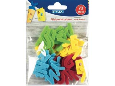 STYLEX Filz-Buchstaben, 72 Stück gemischt 46458 basteln Deko Alphabet 25 mm Filz