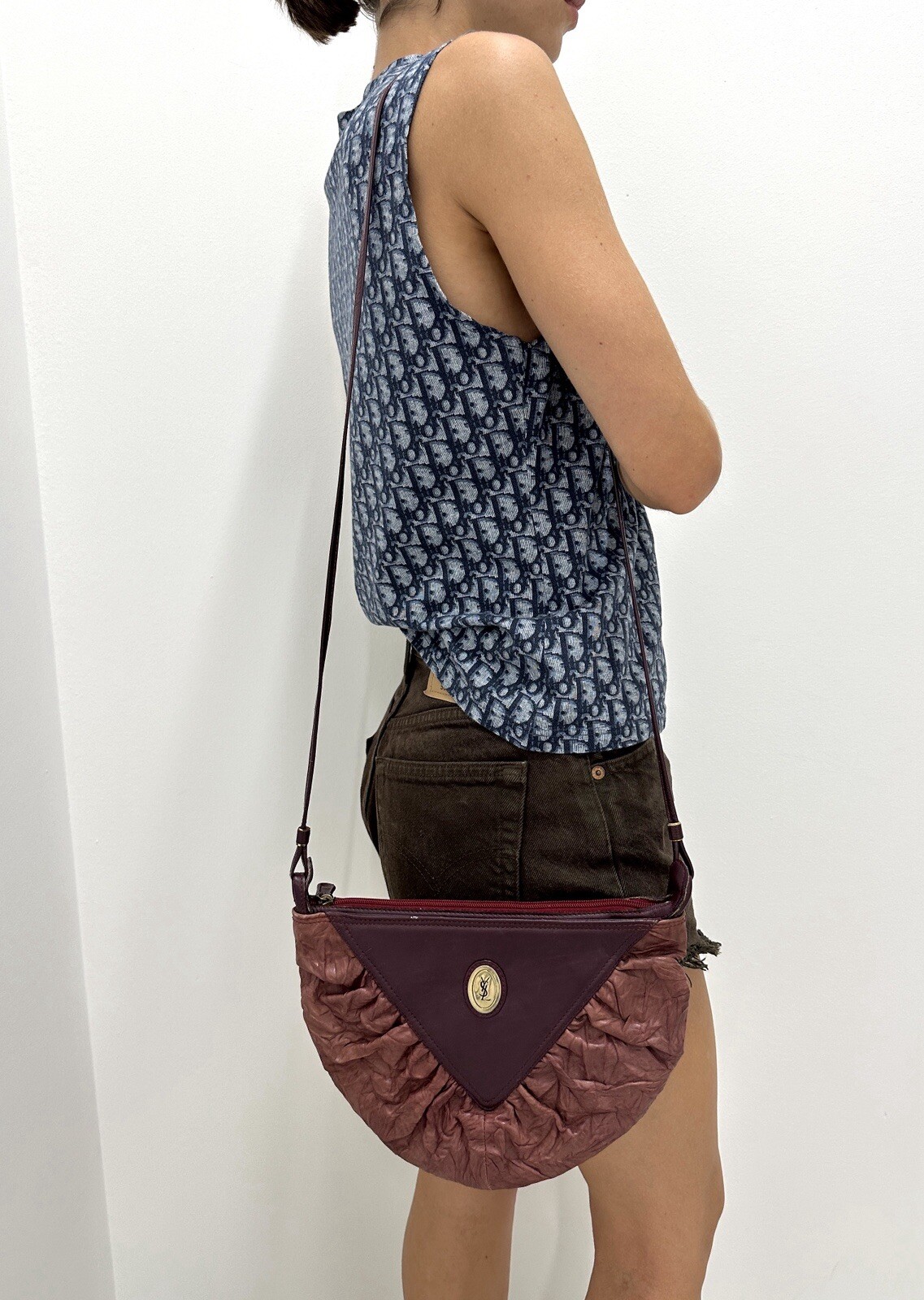 Borsa Yves Saint Laurent vintage anni 80 in pelle bordeaux