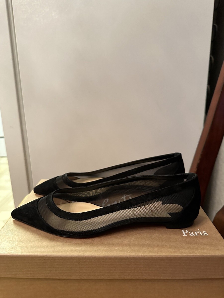 New Christian Louboutin Galativi Black Suede Mesh Pointed New Christian Louboutin Galativi Black Suede Mesh Pointed