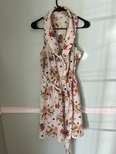 Urban Outfitters Cooperative Dress Large Fruit White Button Down Sleeveless Belt