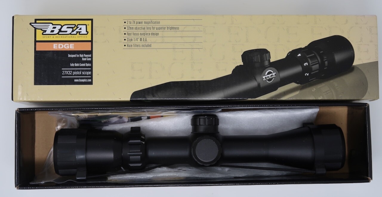 BSA Edge 27x32 Pistol Scope in Box NR eBay